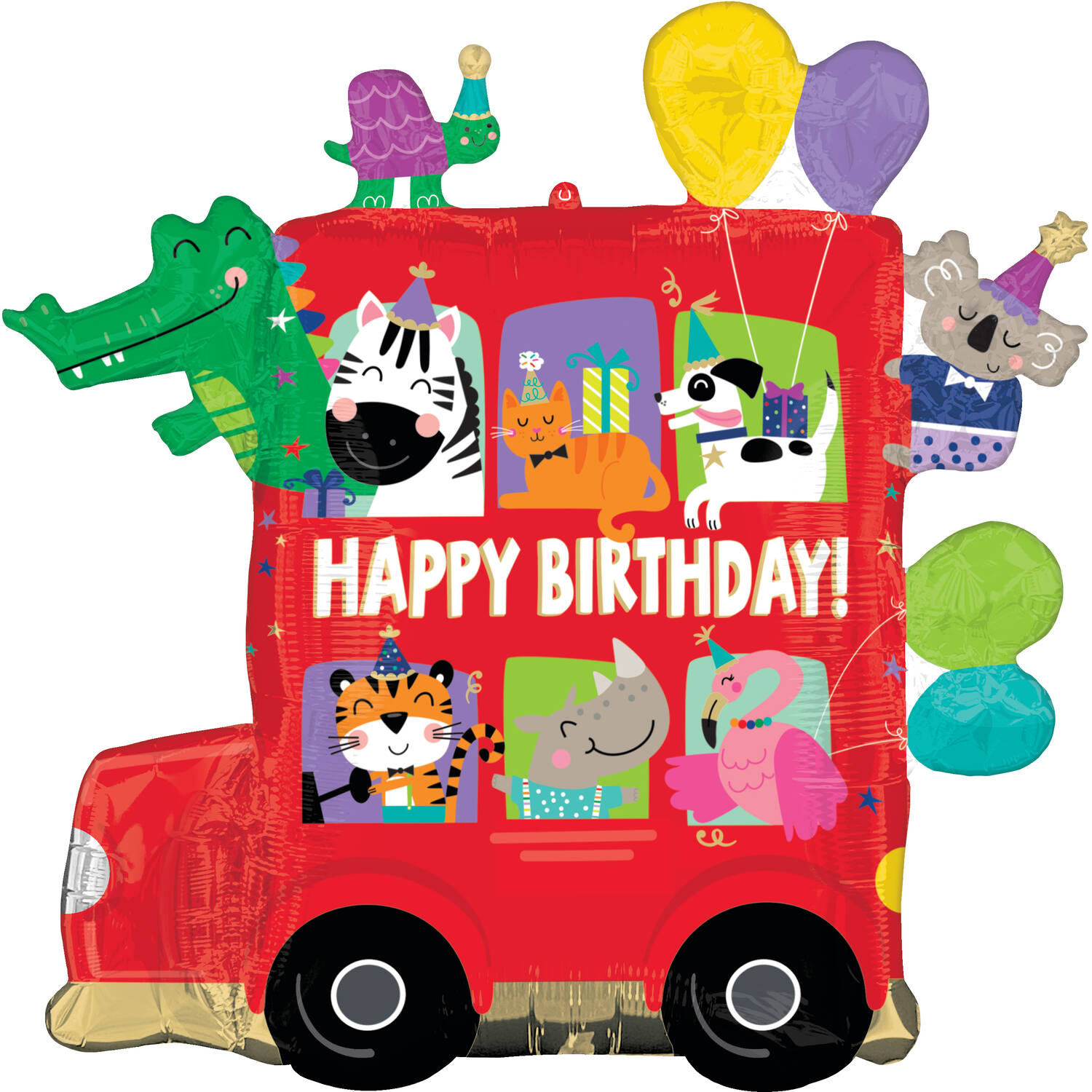 Foil Balloon - Shape - Party Bus - "HAPPY BIRTHDAY"